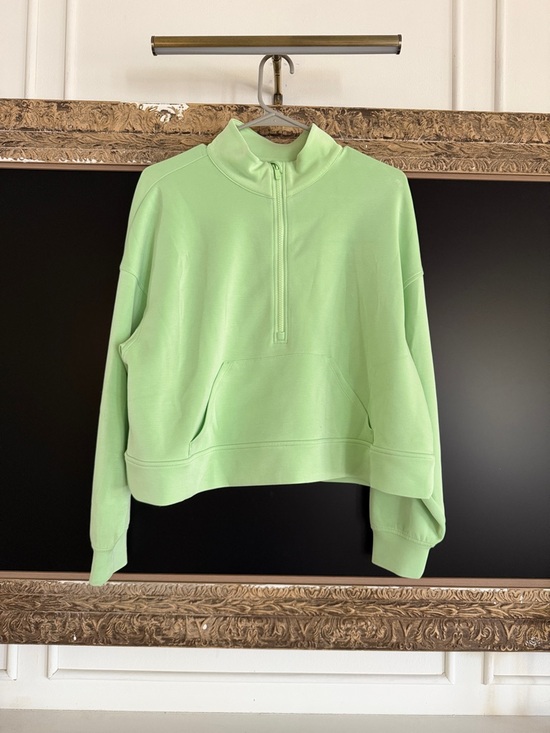 all in motion Tops - Women’s Light Green Scuba-Knit Half-Zip Pullover Sweatshirt